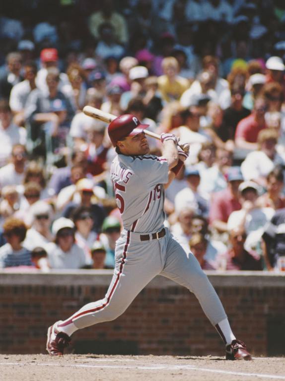 Dave Hollins, Third Baseman for the Philadelphia Phillies  prepares to ba