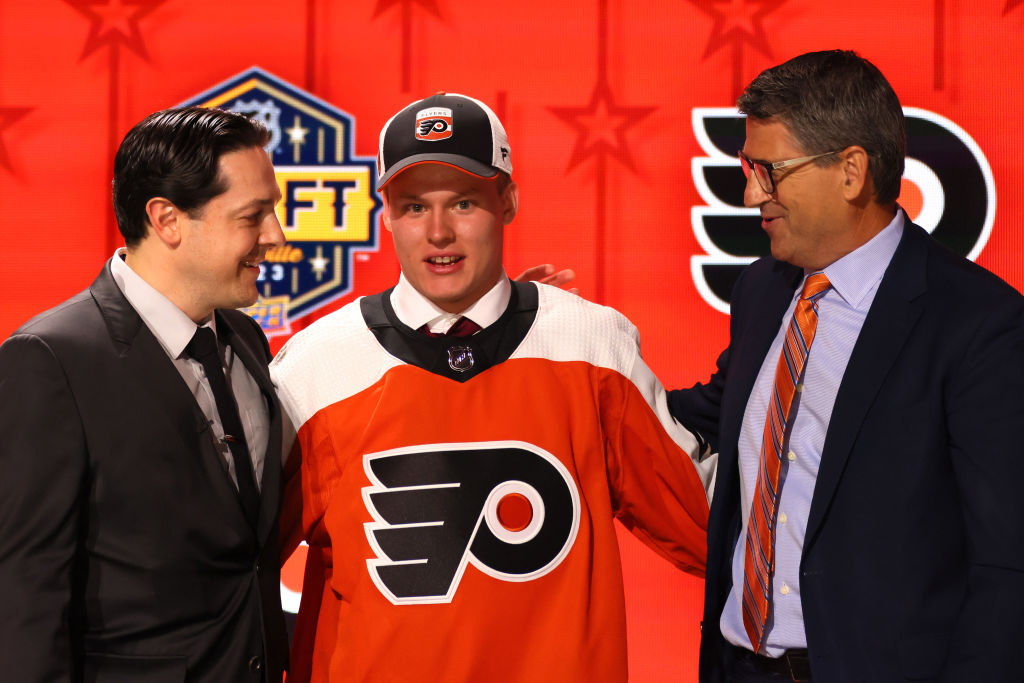 Matvei Michkov is selected by the Philadelphia Flyers with seventh overall pick during round one of the 2023 Upper Deck NHL Draft at Bridgestone Arena