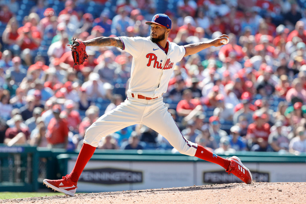 PHILADELPHIA, PENNSYLVANIA - JUNE 05: Cristopher Sanchez #61 of the Philadelphia Phillies pitches during the sixth inning against the Los Angeles Angels at Citizens Bank Park on June 05, 2022 in Philadelphia, Pennsylvania.