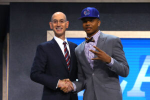 Markelle Fultz with Adam Silver at the 2017 NBA Draft