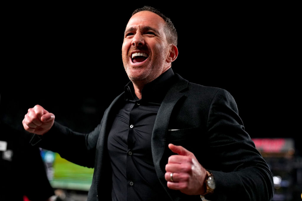 PHILADELPHIA, PENNSYLVANIA - NOVEMBER 05: General Manager Howie Roseman of the Philadelphia Eagles celebrates after defeating the Dallas Cowboys 28-23 at Lincoln Financial Field on November 05, 2023 in Philadelphia, Pennsylvania. 