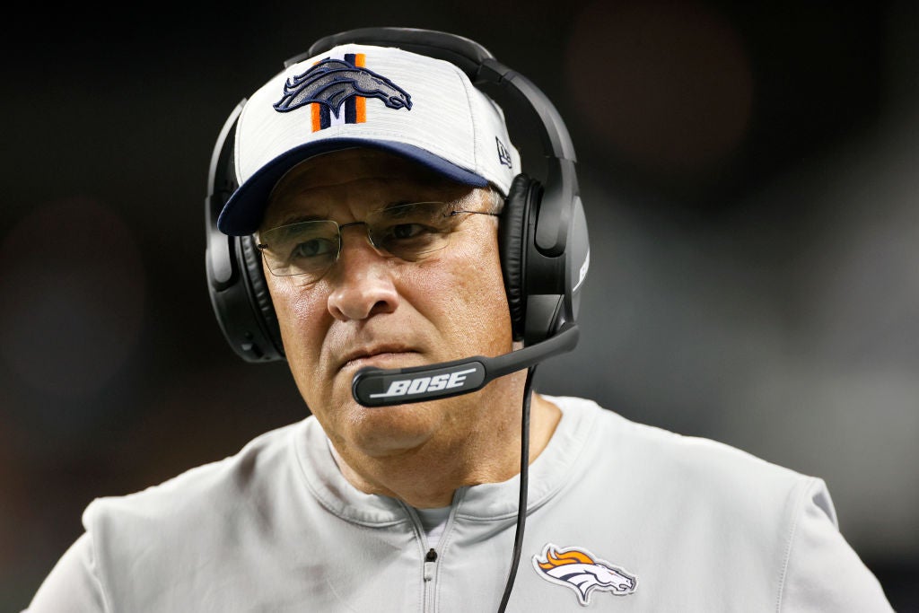 SEATTLE, WASHINGTON - AUGUST 21: Head coach Vic Fangio of the Denver Broncos looks on during an NFL preseason game against the Seattle Seahawks at Lumen Field on August 21, 2021 in Seattle, Washington. The Denver Broncos beat the Seattle Seahawks 30-3.