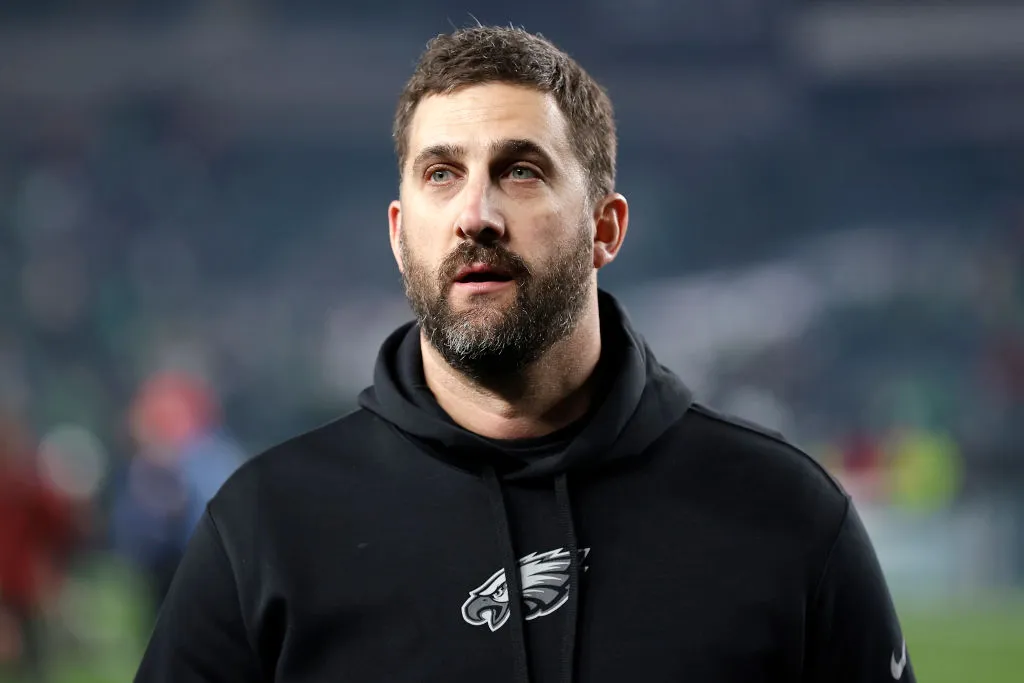 PHILADELPHIA, PENNSYLVANIA - DECEMBER 25: Head coach Nick Sirianni of the Philadelphia Eagles looks on after the 33-25 win against the New York Giants at Lincoln Financial Field on December 25, 2023 in Philadelphia, Pennsylvania.