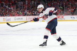 Patrik Laine #29 of the Columbus Blue Jackets skates against the Washington Capitals during the first period at Capital One Arena on November 18, 2023 in Washington, DC.