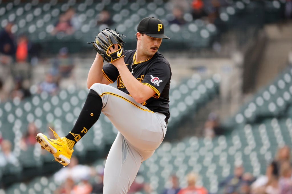 Paul Skenes #30 of the Pittsburgh Pirates pitches in the first inning against the Detroit Tigers at Comerica Park on May 29, 2024 in Detroit, Michigan.