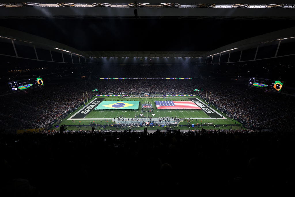 SAO PAULO, BRAZIL - SEPTEMBER 06: A general view prior to a game between the Green Bay Packers and the Philadelphia Eagles at Arena Corinthians on September 06, 2024